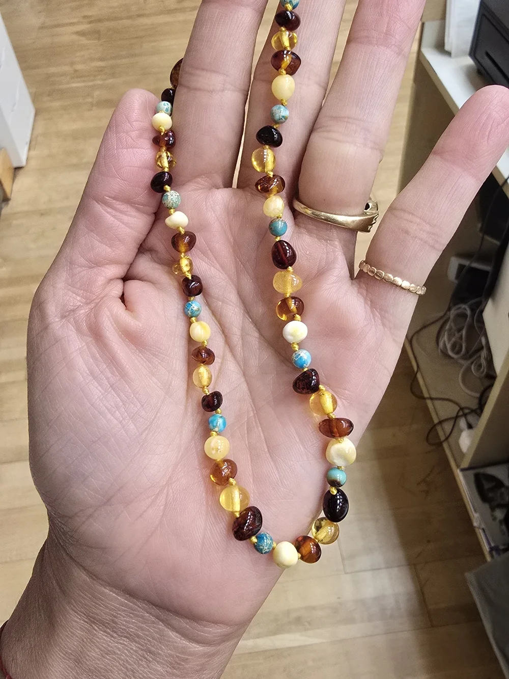 Amber and Turquoise Beaded Necklace - Women Jewelry